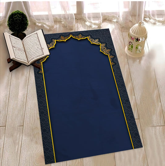 Blue Turkish Motif Prayer Mat, Ethnic Prayer Rug, Islamic Prayer Rug, Luxury Prayer Mat