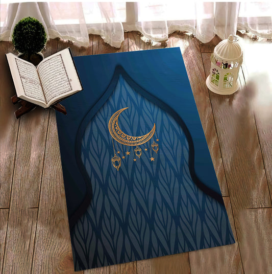 Crescent Themed Prayer Rug, Prayer Mat, Children's Prayer Mat, Ramadan Eid Decor, Islamic Gift