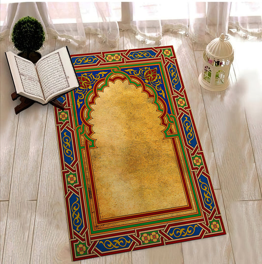 Tulip Turkish Motif Prayer Mat, Vintage Ethnic Prayer Rug, Muslim Prayer Mat, Colorful Prayer Carpet