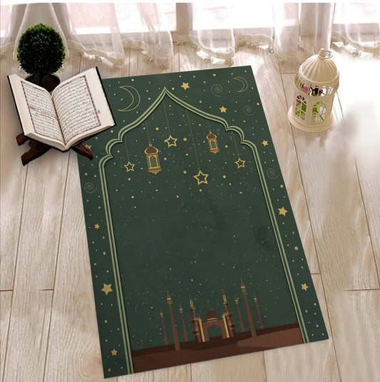 Mosque Themed Prayer Rug, Stylish Prayer Mat, Islamic Prayer Area Rug, Prayer Room Mat, Children's Prayer Mat