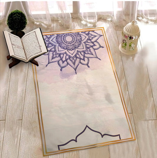 Mandala Motif Prayer Mat, Ramadan Eid Decor, Luxury Prayer Rug, Islamic Gift