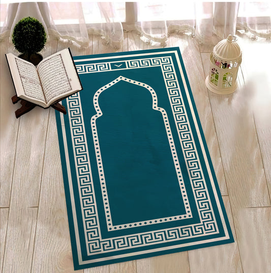 Greek Keey Symbol Prayer Mat, Luxury Prayer Rug, Colorful Prayer Carpet, Elegant Prayer Rug, Turkish Prayer Mat