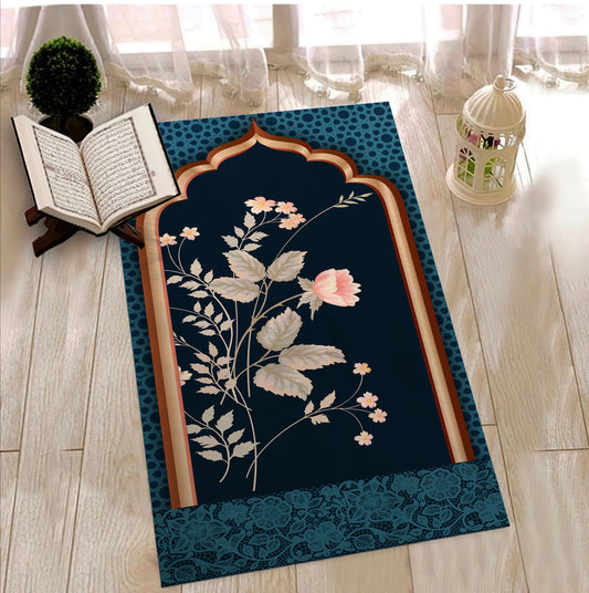 Floral Motif Prayer Mat, Muslim Prayer Mat, Islamic Motif Prayer Rug, Ramadan Eid Decor, Islamic Gift