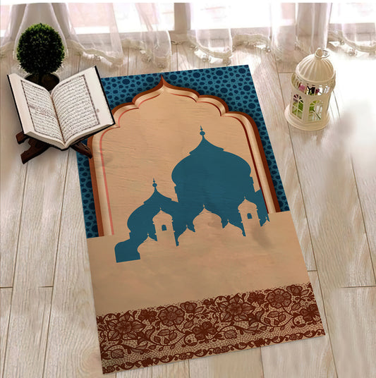 Masjid Al-Haram Sajjada Mat, Mosque Prayer Rug, Turkish Motif Prayer Mat, Islamic Muslim Gift