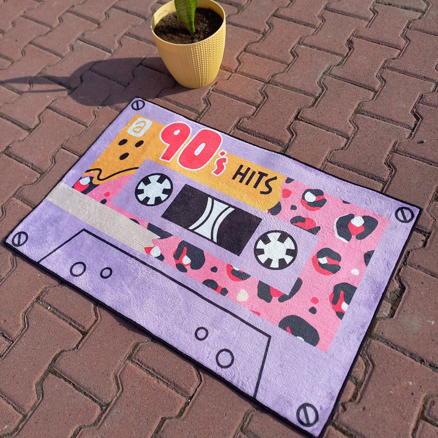90’s Hits Cassette Rug, Tape Carpet, Music Art Decor, Pink Cassette Rug