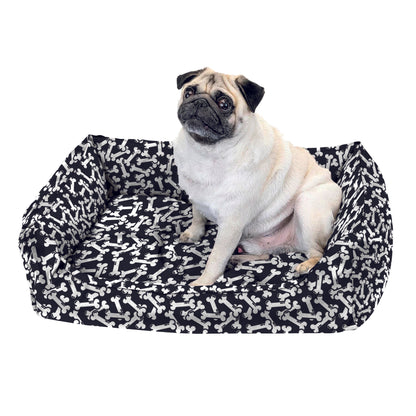 Bone Printed Dog Bed - Removable & Washable, Custom, Puppy Mat Dog, Pet Large Sofa, Dog Accessories, Small Dog Bed, Modern Dog Bed