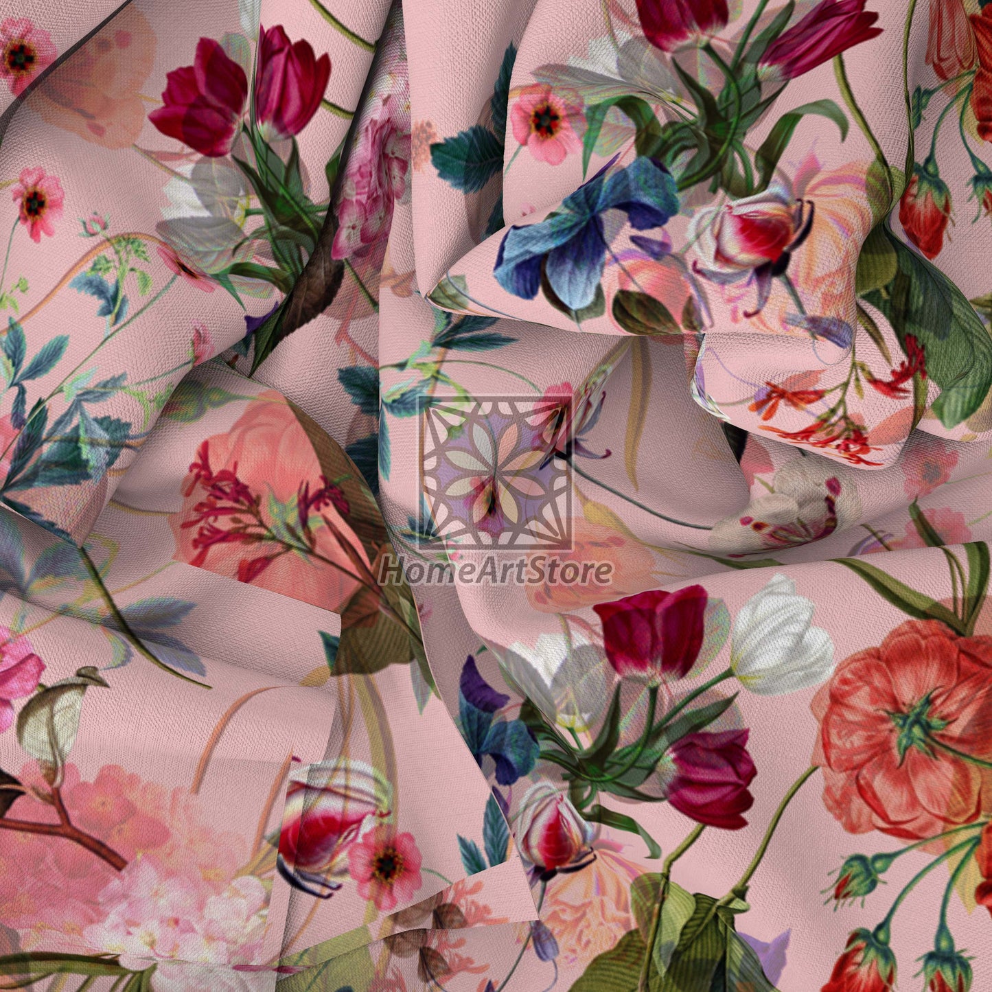 Pink Floral Curtain, Flower Curtain, Bedroom Decor, Tropical Curtain, Home Decor