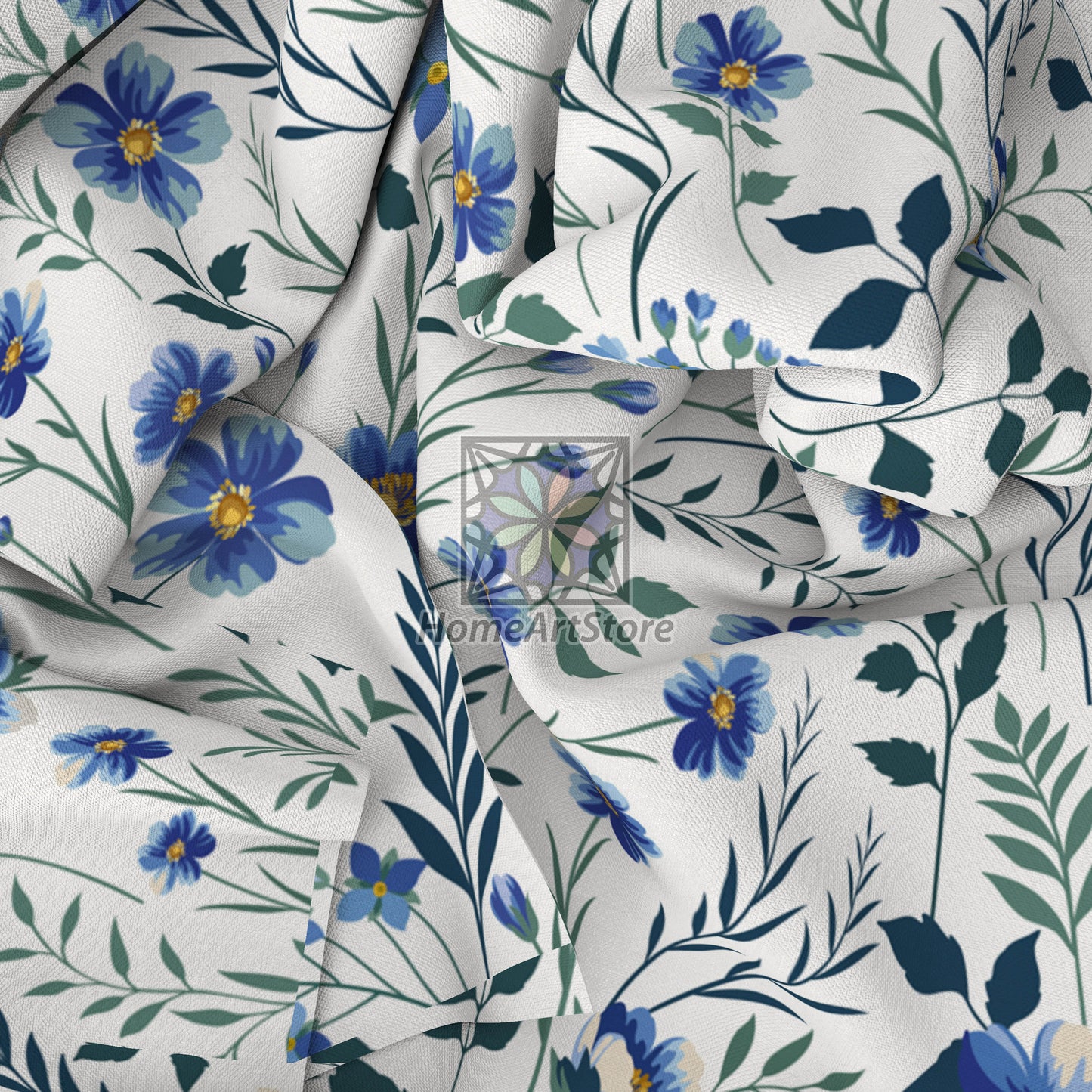 Blue Floral Curtain, Kids Room Curtain, Decorative Home Decor, Kitchen Curtain, Flower Curtain