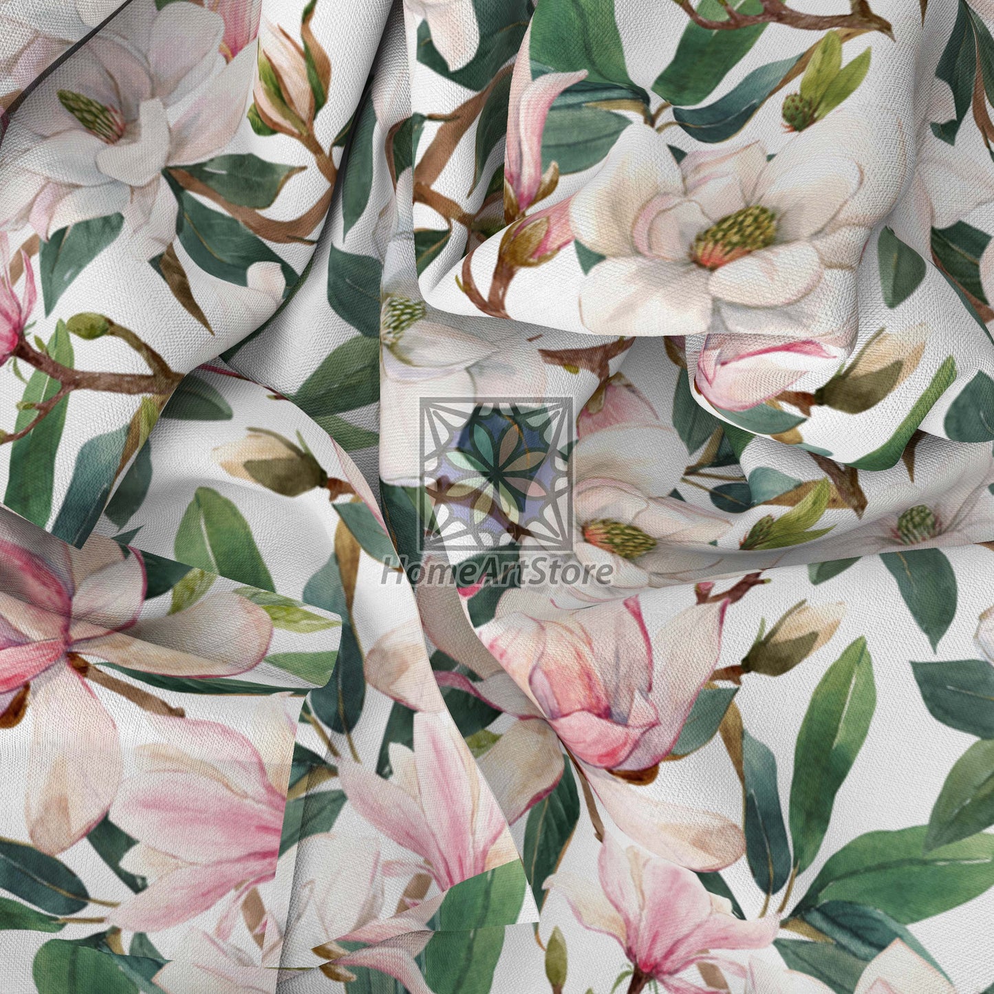 Pink Magnolia Curtain, Living Room Curtain, Flower Curtain, Tropical Curtain, Boho Style Curtain