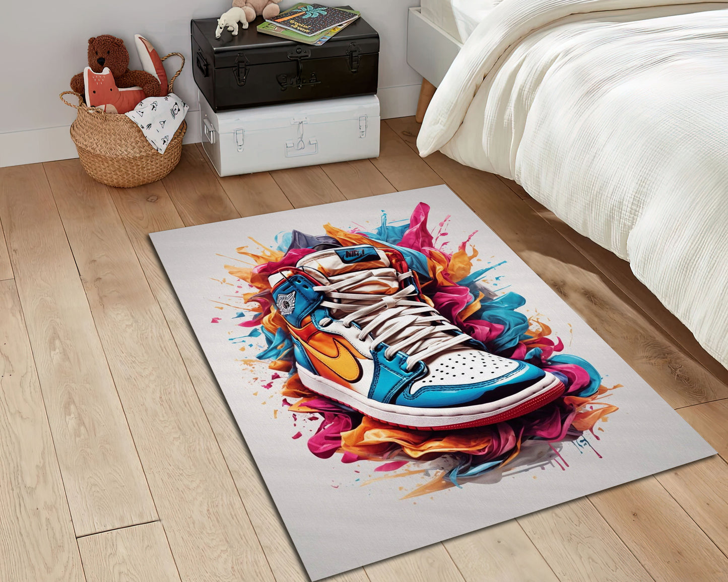 Graffiti Air Jordan Rug, Sneakerhead Carpet, Jump man Decor, Sneaker Room Mat, Jordan Art Rug, Jordan Gift