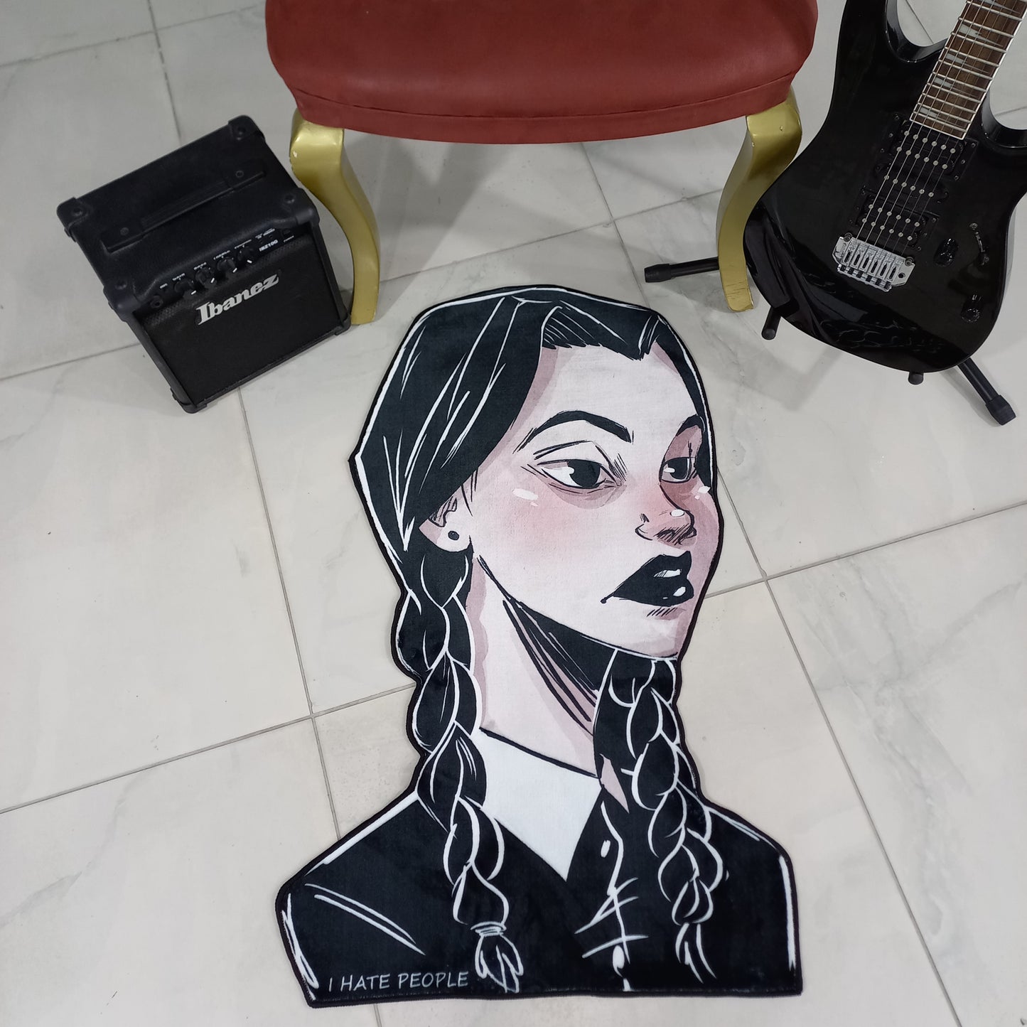 Wednesday Character Rug - Addams Family Carpet, Movie Mat, and Gothic Room Decor