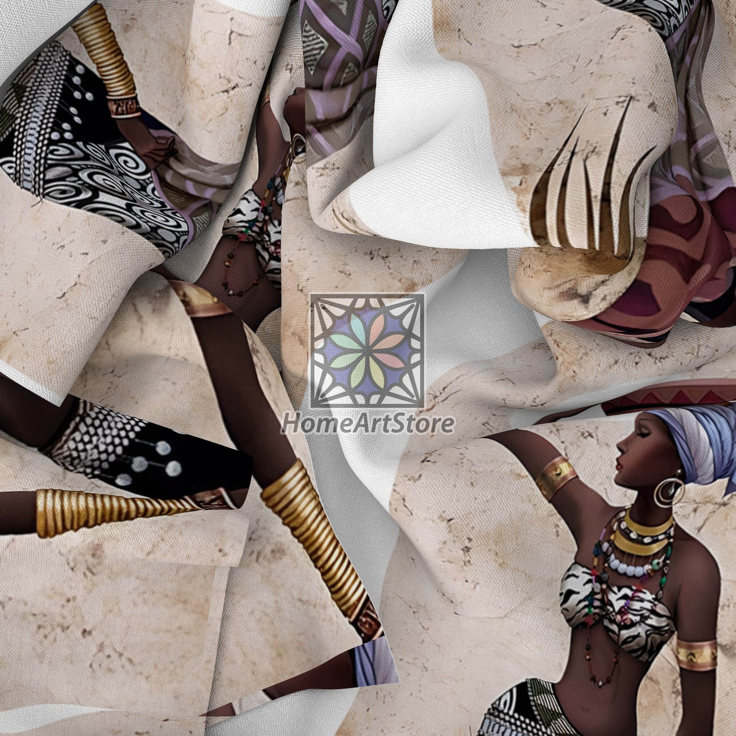 African Woman Blackout Curtain - Tribal Home Decor, Living Room Curtain, Vintage Women-Themed Curtain
