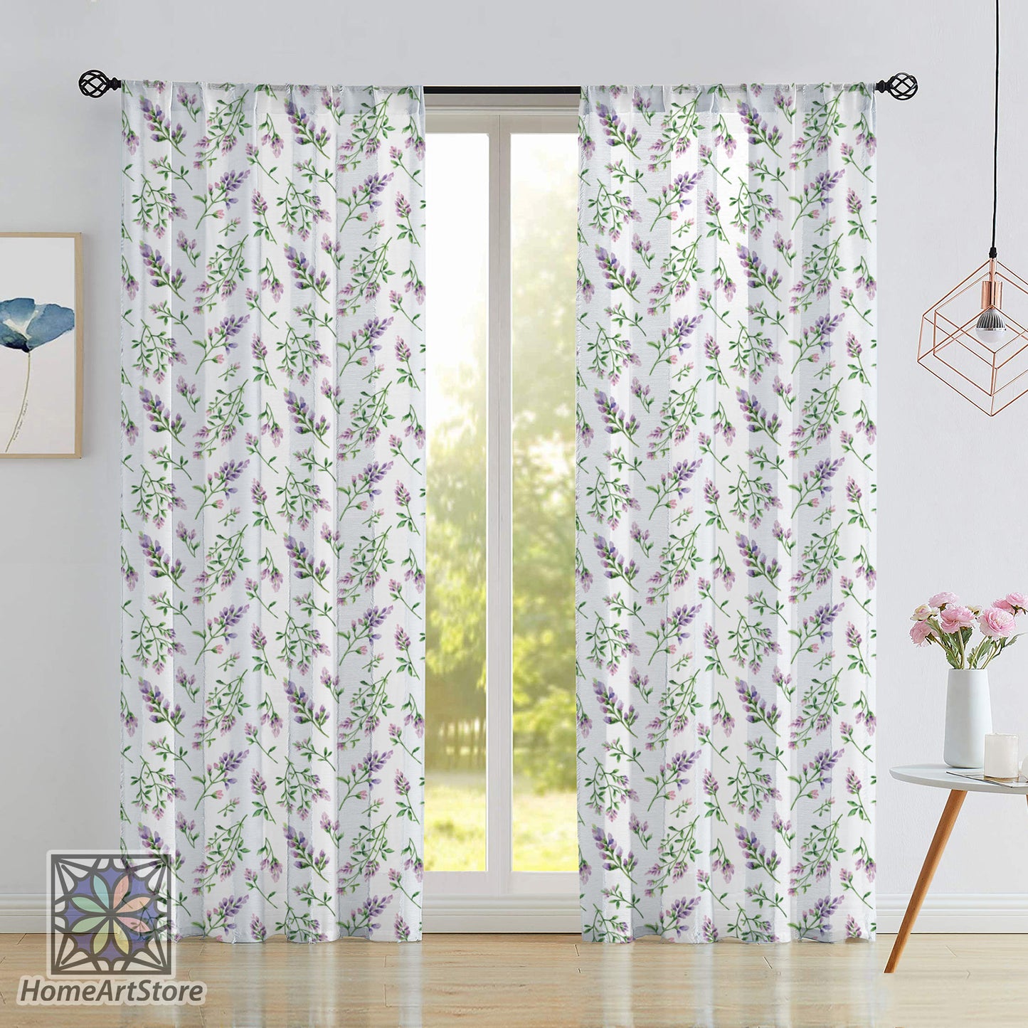 Alfalfa Flowers Pattern Curtain, Colorful Floral Curtain, Botanic Home Decor, Living Room Curtain