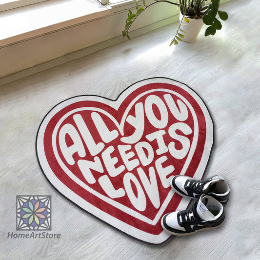 All You Need Is Love Rug - Heart-Shaped Mat, the Perfect Gift for Your Loved One