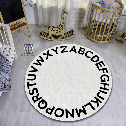 Alphabet Rug, Nursery Play Mat, Kids Room Carpet, ABC Rug, Baby Gift