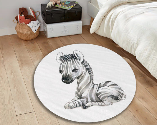 Baby Zebra Rug, Cute Animal Carpet, Kids Room Mat, Nursery Decor, Baby Gift