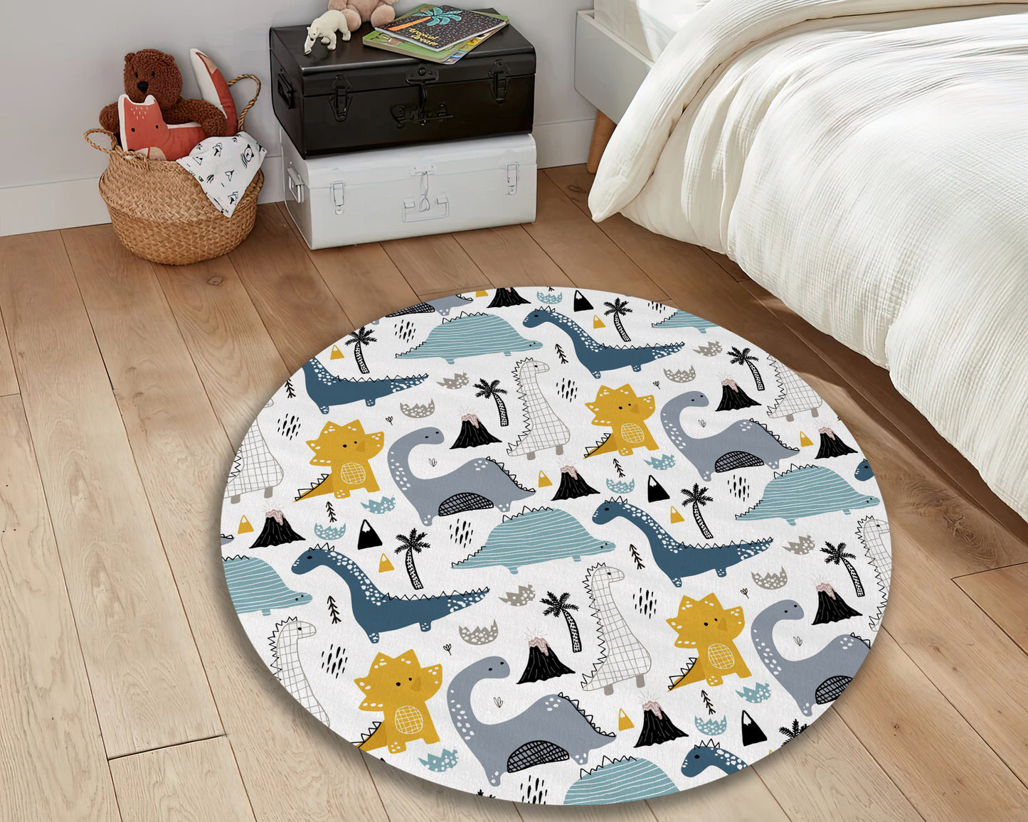 Dinosaurs Themed Rug, Nursery Mat, Animal Carpet, Baby Shower Decor, Baby Room Rug