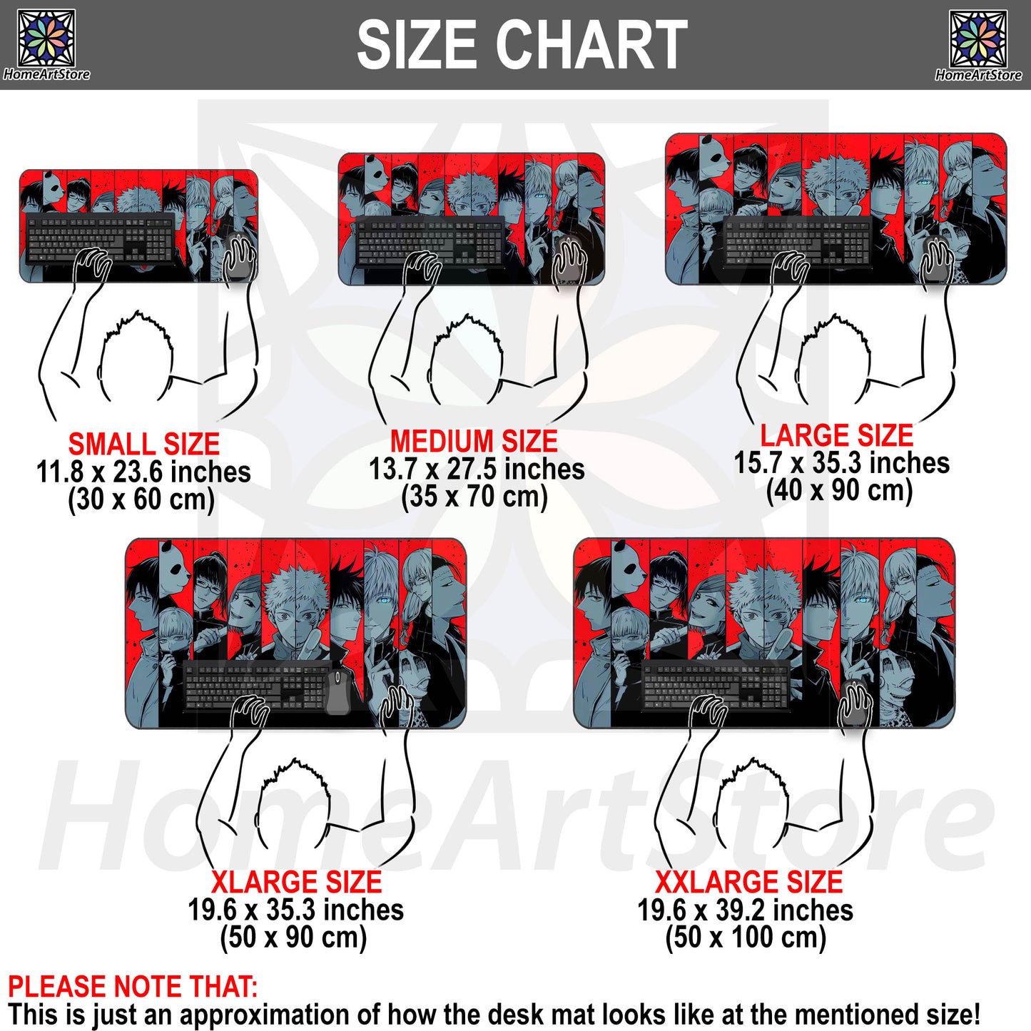 Anime Characters Collage Mouse Mat – Manga Mouse Mat, Large Size Mouse Pad – Kawaii Mousepad, Gaming Desk Mat