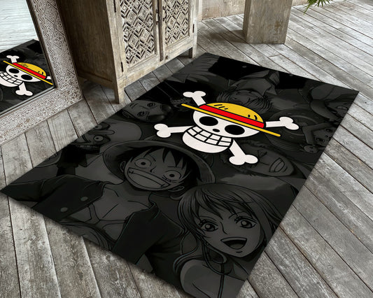 One Piece Rug, Funny Anime Carpet, Cartoon Anime Decor, Japanese Manga Mat, Pirate Ship Rug, Anime Fan Gift