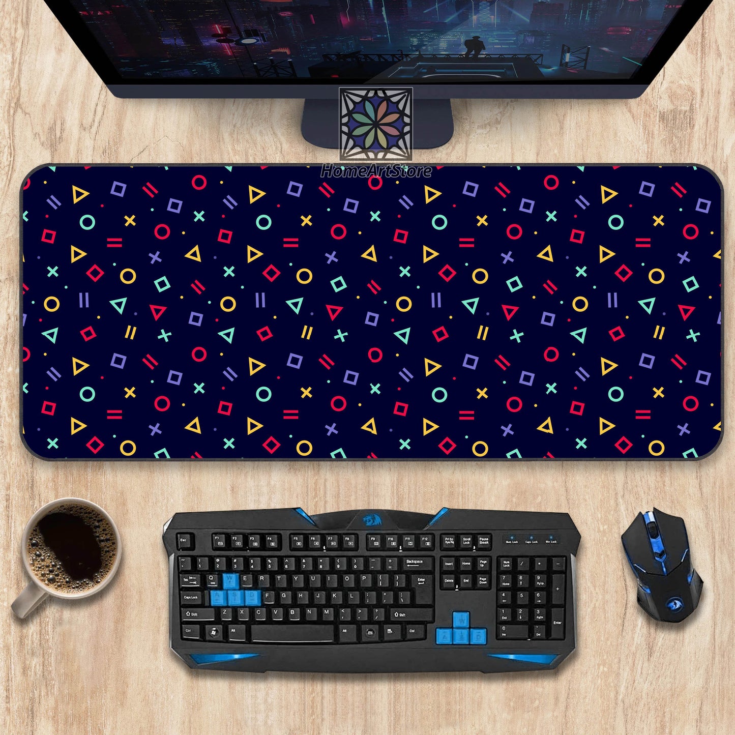Classic Arcade Game Desk Mat, Gaming Mousepad, 90s Arcade Game Mouse Mat, Colorful Gamer Desk Pad