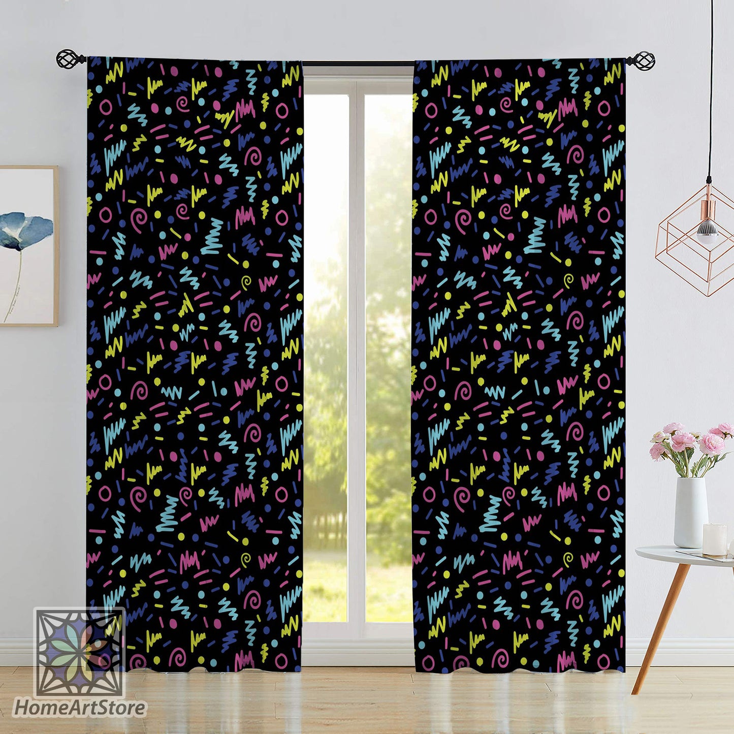 90s Retro Nostalgic Arcade Game Curtain, Gamer Room Curtain, Colorful Game Curtain, Play Room Decor, Gaming Curtain