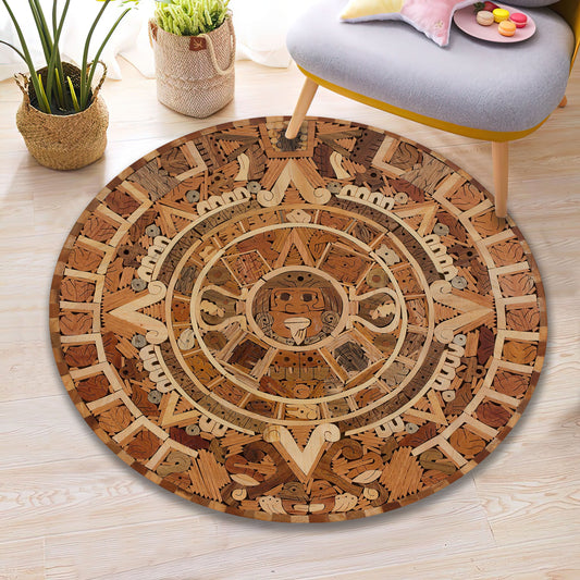 Aztec Rug - Ethnic Carpet for Your Living Room Decor, Retro-Style Mayan Inspired Mat