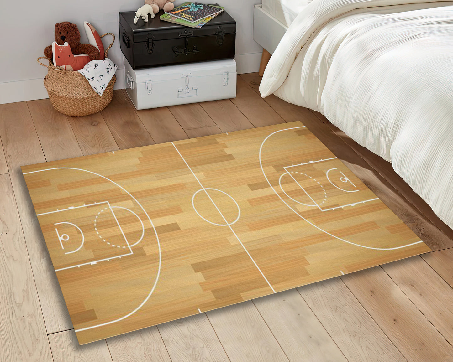 Basketball Court Rug, Play Room Carpet, Sport Mat, Kids Room Decor, Nursery Rug
