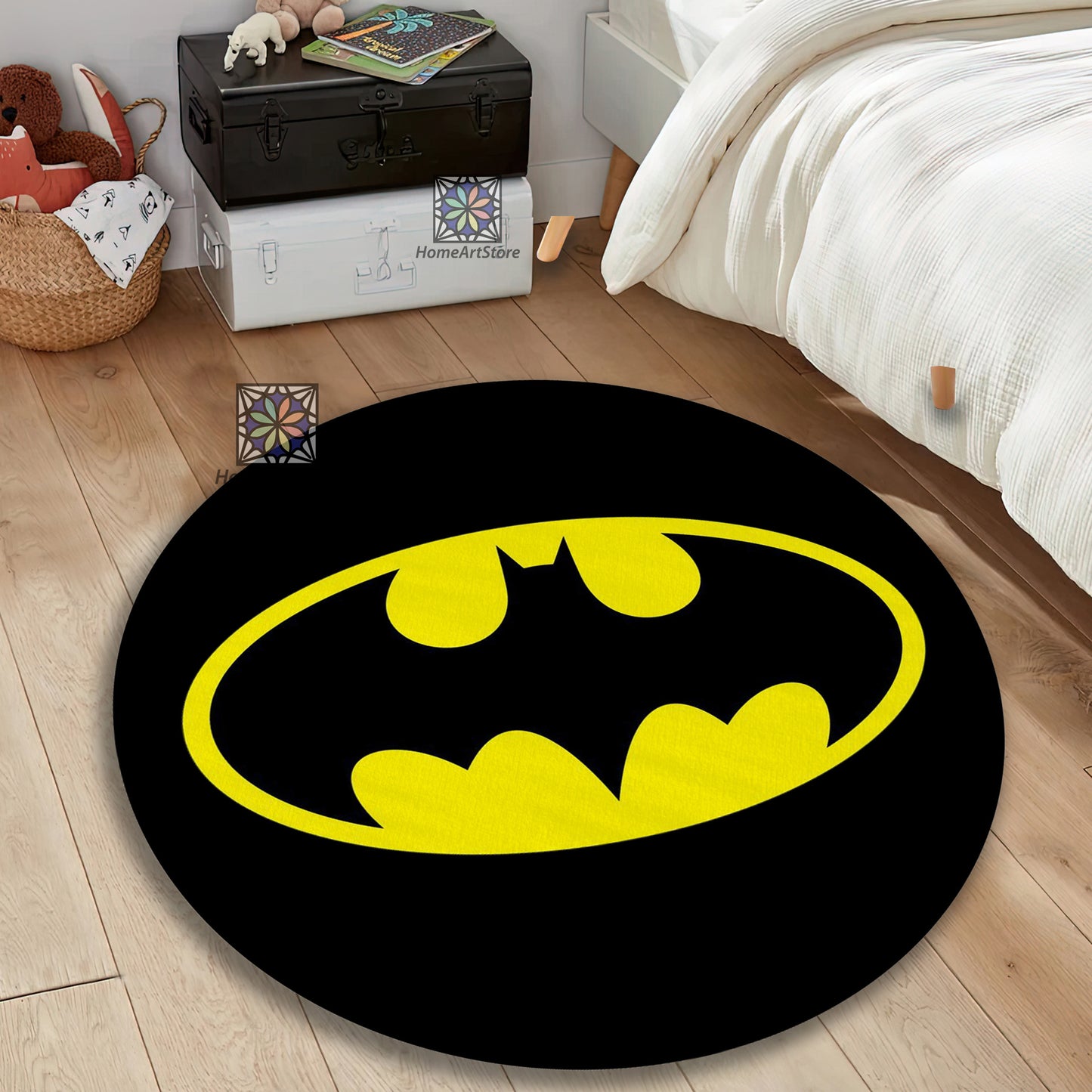 Batman Logo Rug, Super Hero Round Carpet, Avengers Character Mat, Children Room Decor