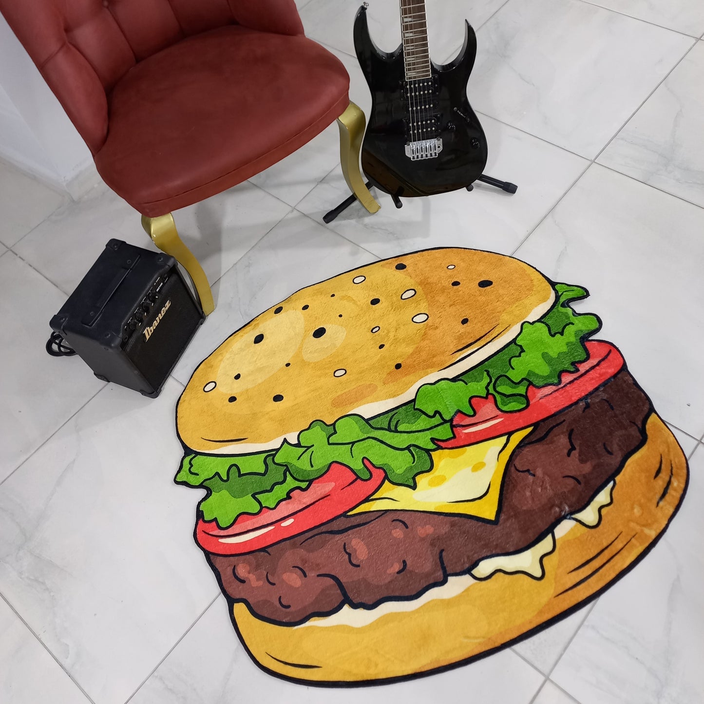 Hamburger Shaped Rug - The Perfect Kitchen Mat for Dining Room Decor