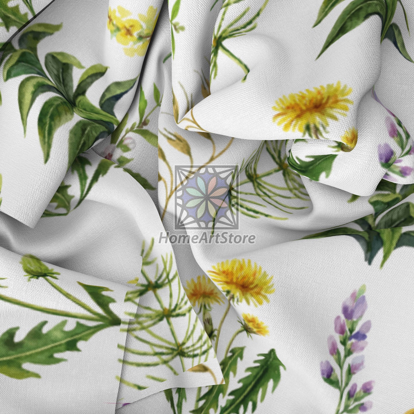 Field Plants Curtain, Leaves Pattern Curtain, Botanical Home Decor, Modern Living Room Floral Curtain