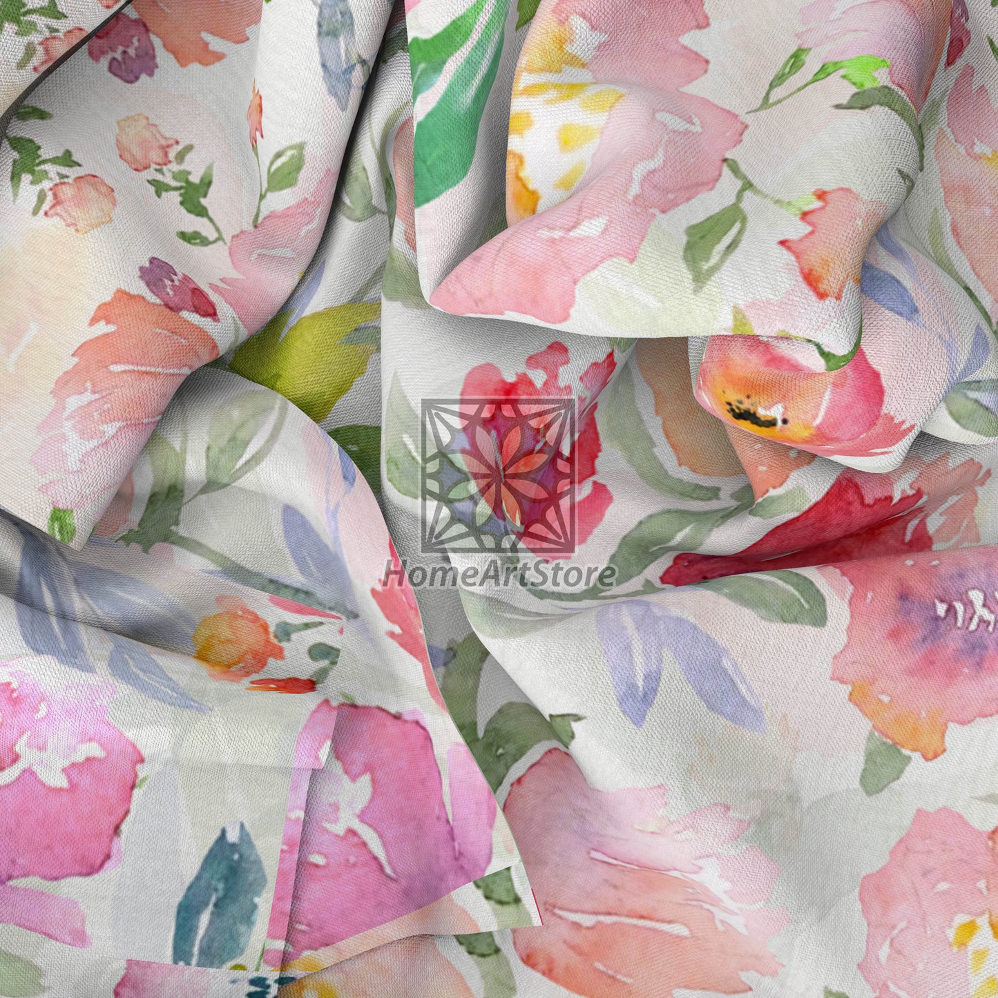 Colorful Watercolor Flower Curtain, Floral Pattern Kitchen Curtain, Bedroom Curtain, Boho Home Decor