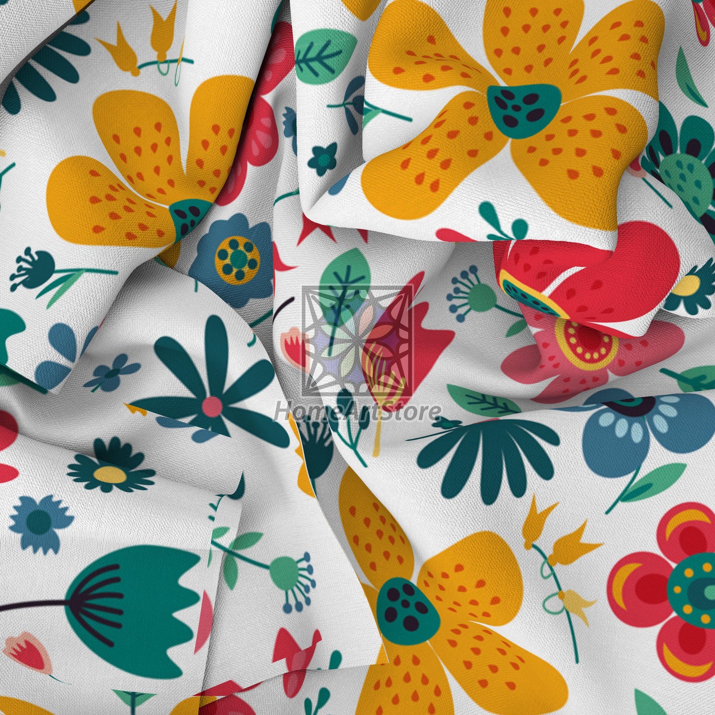Tropical Floral Pattern Curtain, Colorful Flower Curtain, Living Room Curtain, Bohemian Decor