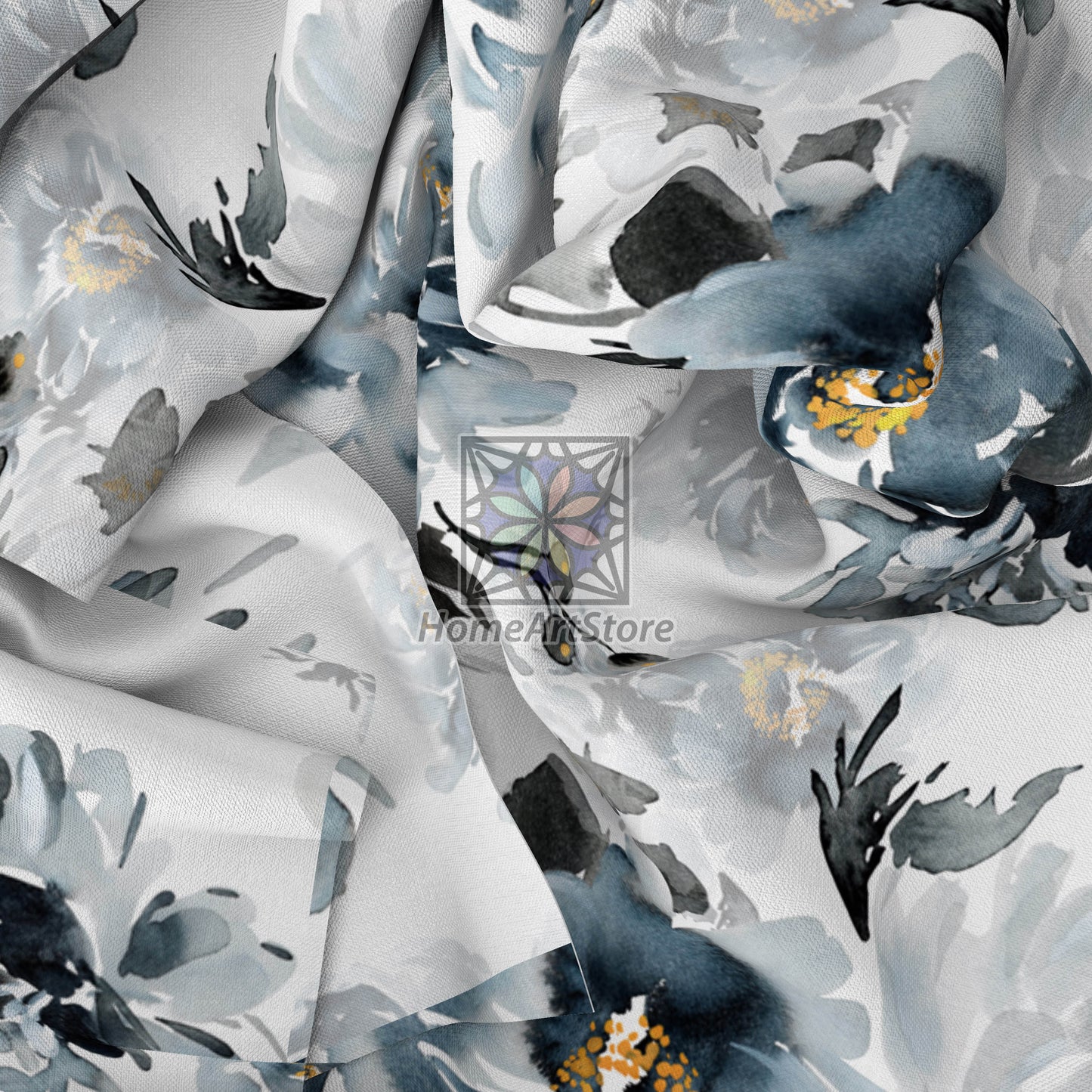 Dark Flowers Themed Curtain, Watercolor Floral Curtain, Luxury Living Room Curtain, Kitchen Curtain
