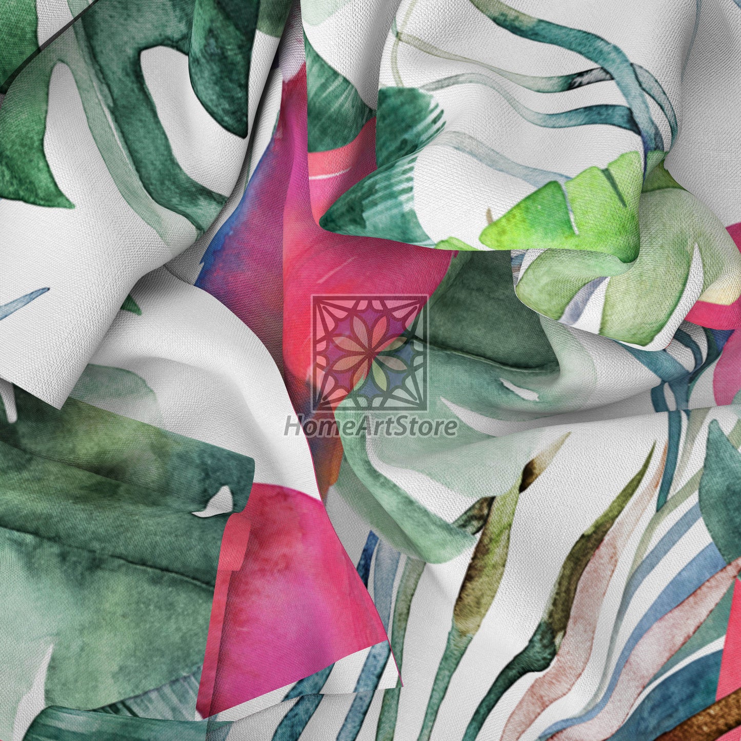 Parrots Pattern Curtain, Tropical Curtain, Exotic Floral Curtain, Summer House Decor, Animal Printed Curtain