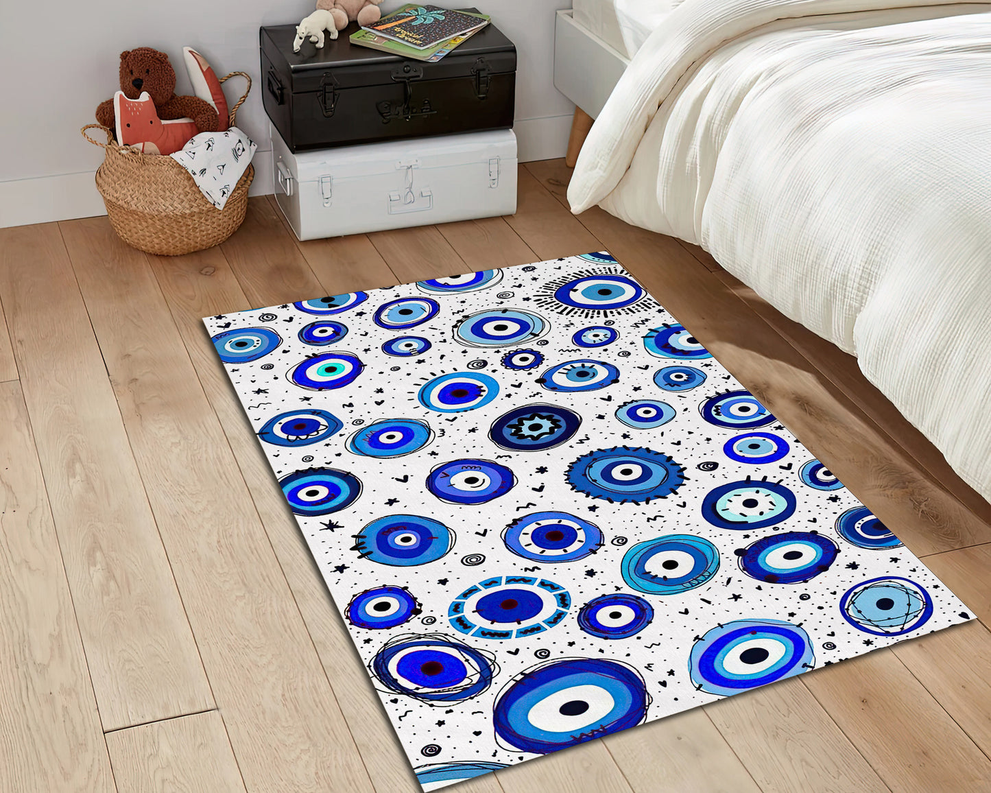 Evil Eye Rug, Talisman Carpet, Living Room Mat, Modern Rug, Minimalist Home Decor