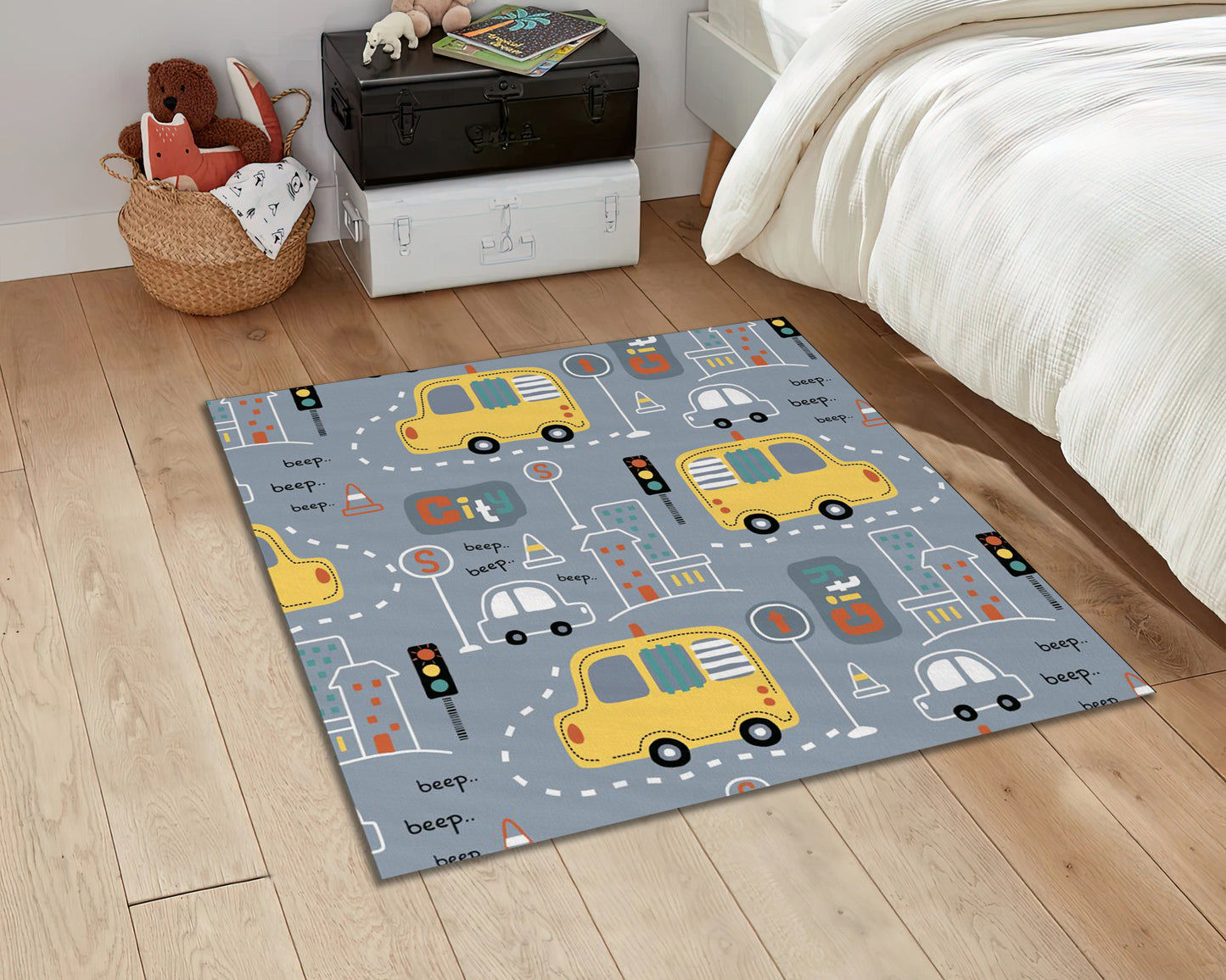 Baby Room Rug, Car Pattern Carpet, Nursery Decor, Kids Room Mat, Baby Gift