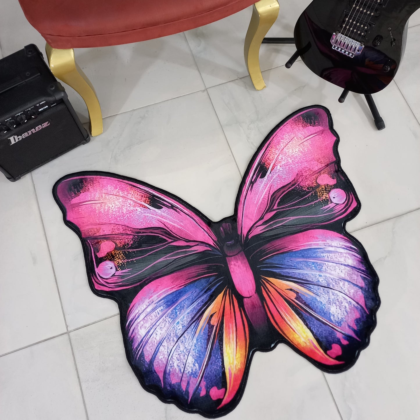 Butterfly Shape Rug - Colorful Butterfly Carpet for Kids' Room Mat and Cute Animal Decor