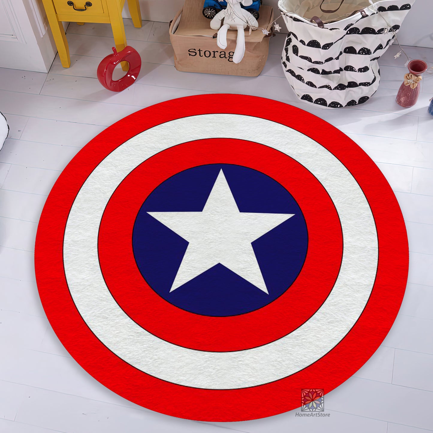 Captain America Shield Rug, Marvel Decor, Children Room Round Mat, Super Hero Carpet, Marvel Gift