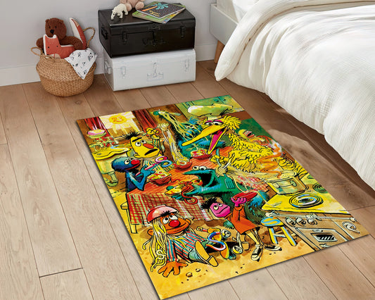 Sesame Street Rug, Kids Room Carpet, Children's Play Mat, Sesame Street Character Rug, Movie Decor
