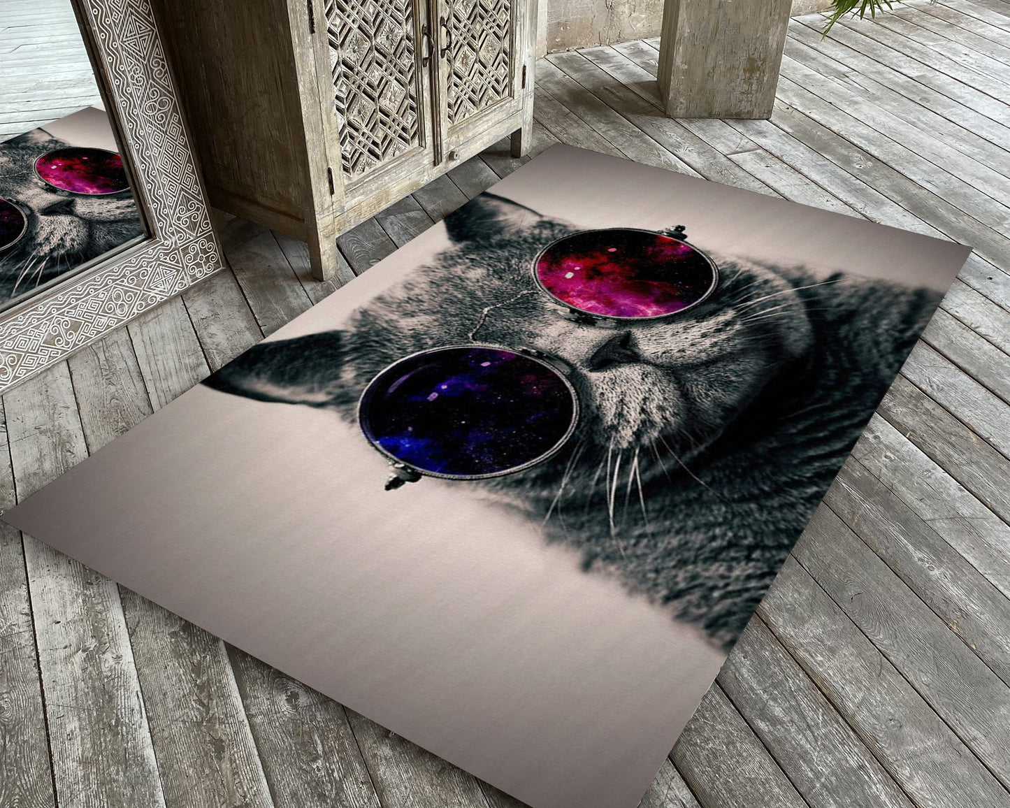 Cool Cat Rug, Vintage Animal Carpet, Living Room Decor, Luxury Bedroom Mat, Home Decor