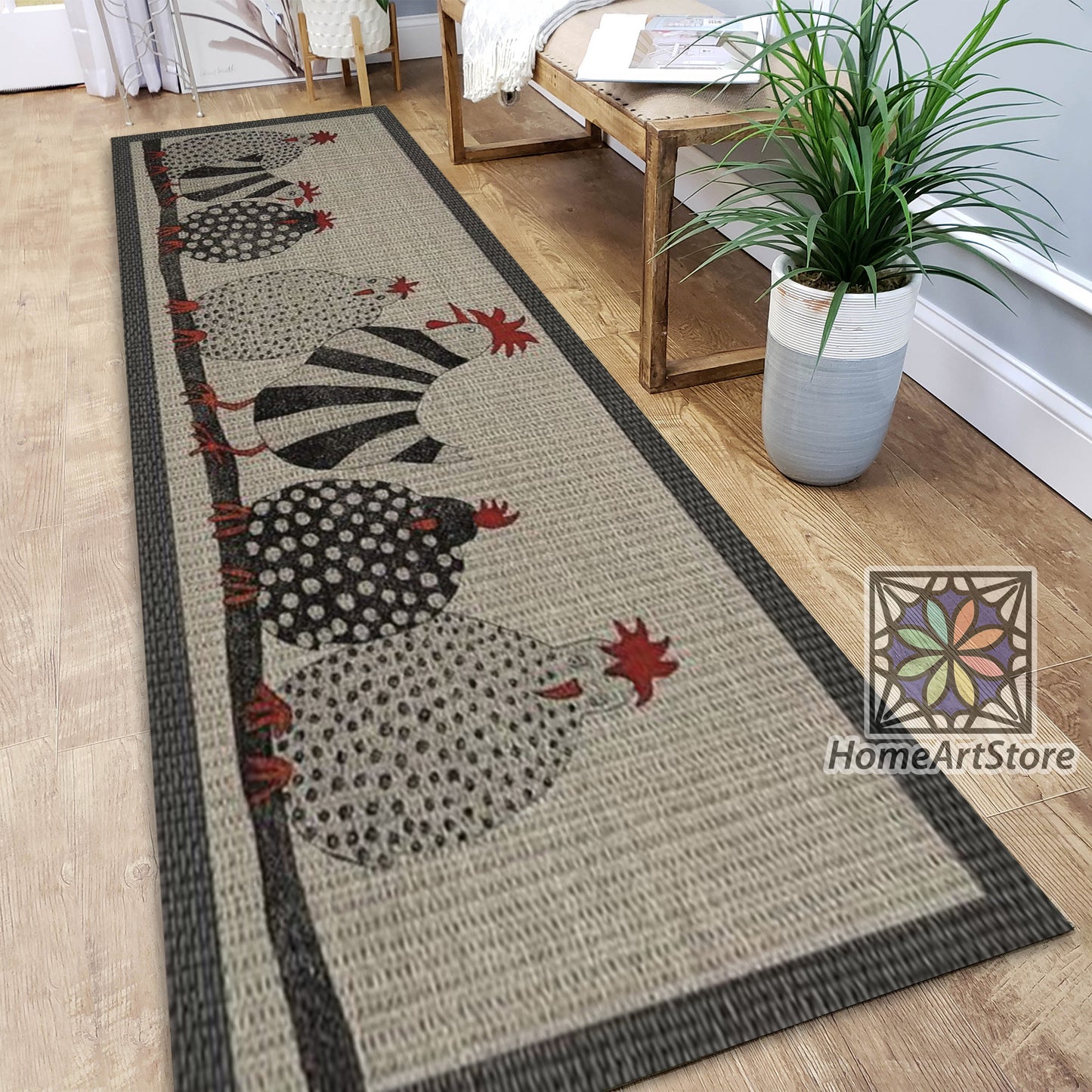 Chicken Themed Rug, Animal Carpet, Kitchen Runner Mat, Dining Room Decor