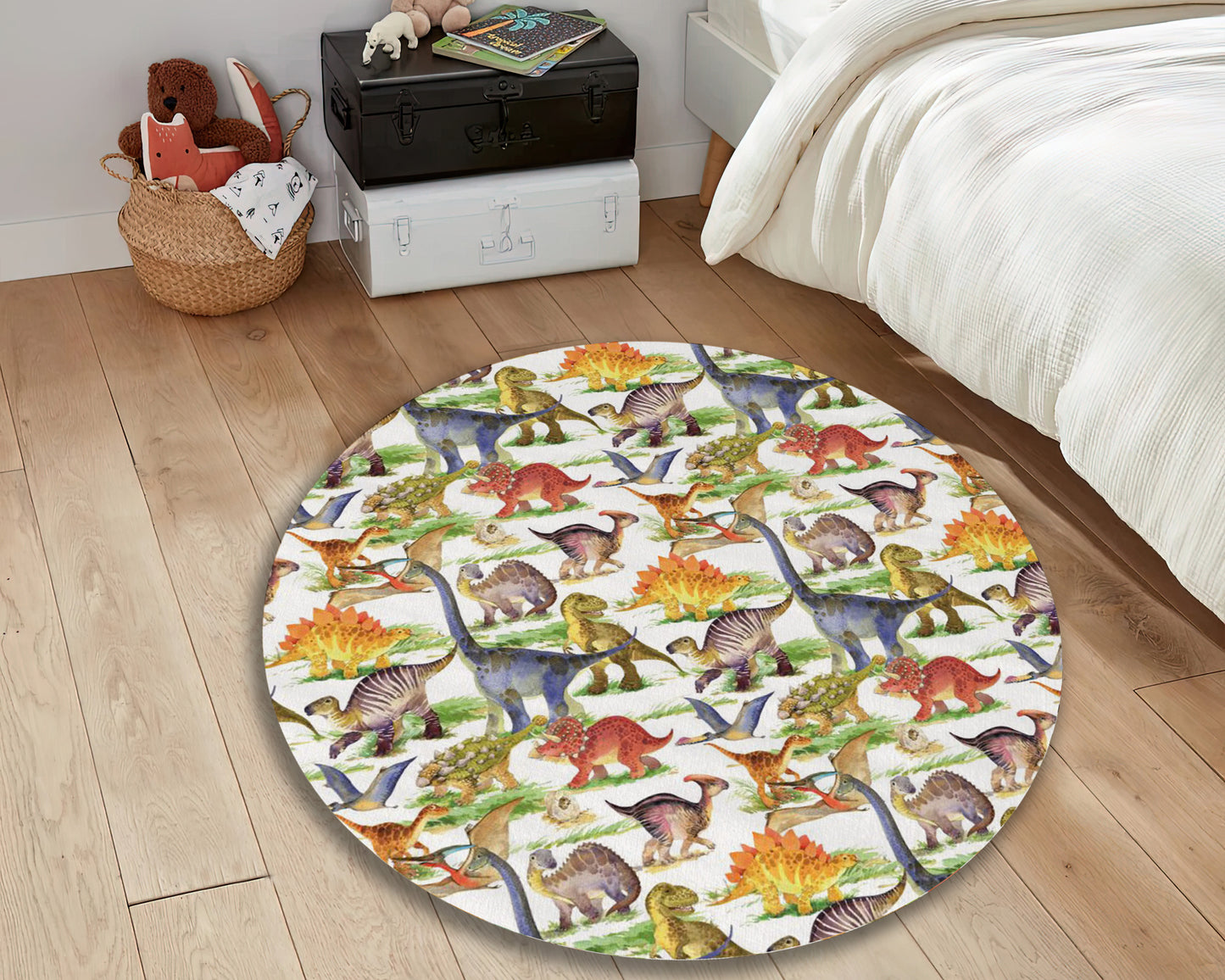 Dinosaur Pattern Rug, Animals Mat, Cute Dino Carpet, Nursery Play Room Rug, Baby Shower Decor