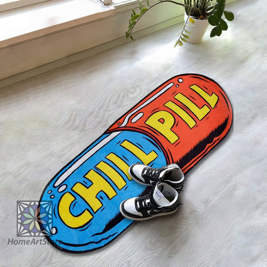 Chill Pill Rug - Fantastic Movie-Inspired Weed Carpet for Unique Home Decor