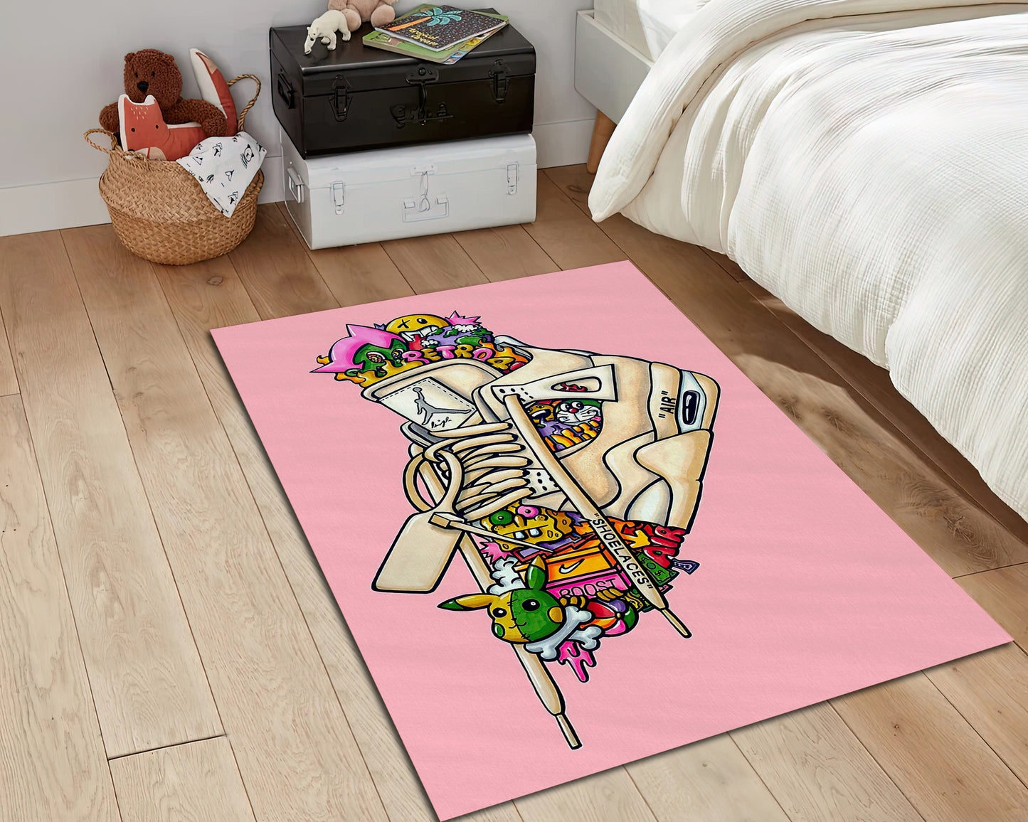 Colorful Air Jordan Rug, Street Fashion Carpet, Sneaker Graffiti Mat, Nike Rug, Sneakerhead Decor