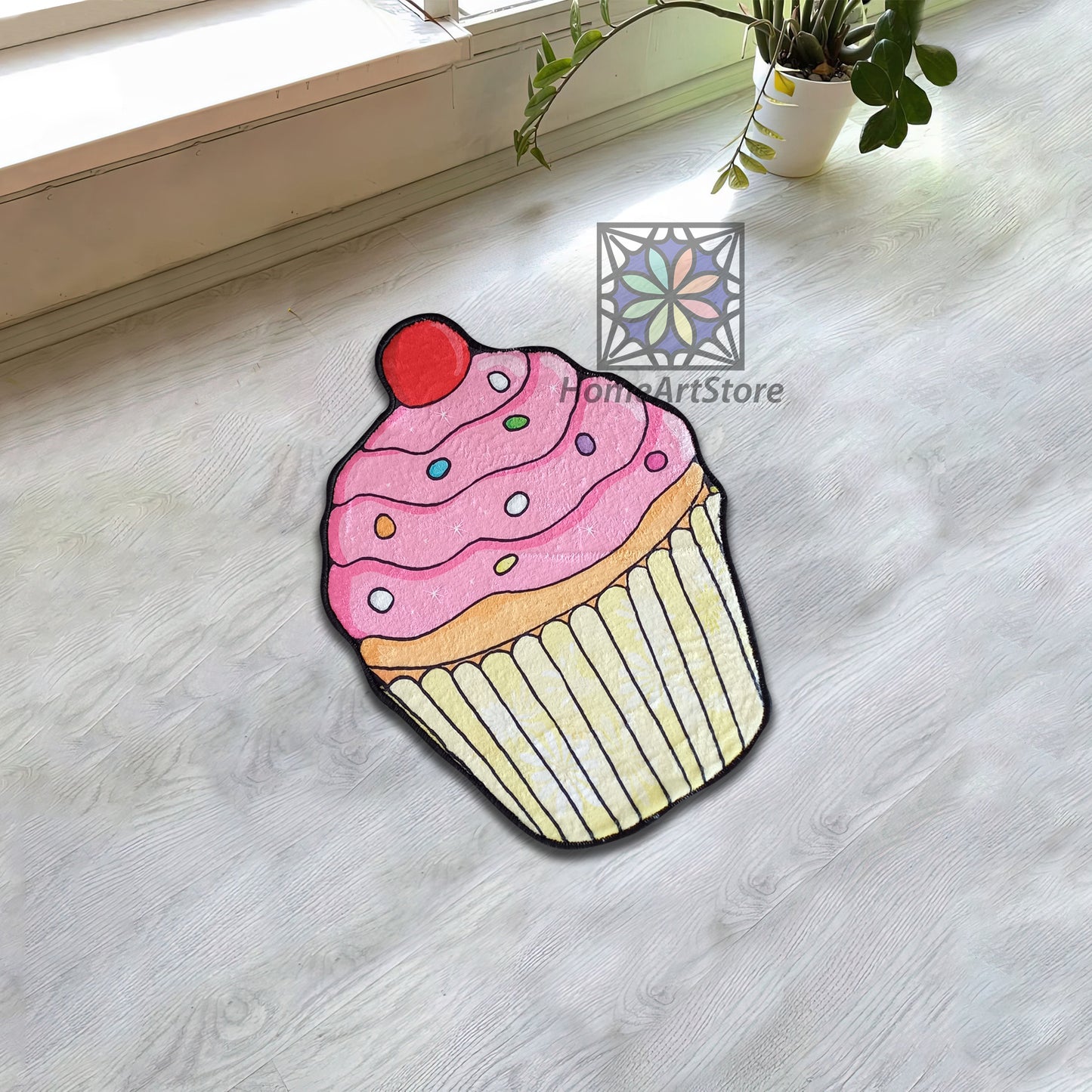 Cupcake Shaped Rug, Kitchen Decorative Mat, Kids Carpet, Funny Dining Room Decor, Kitchen Area Mat