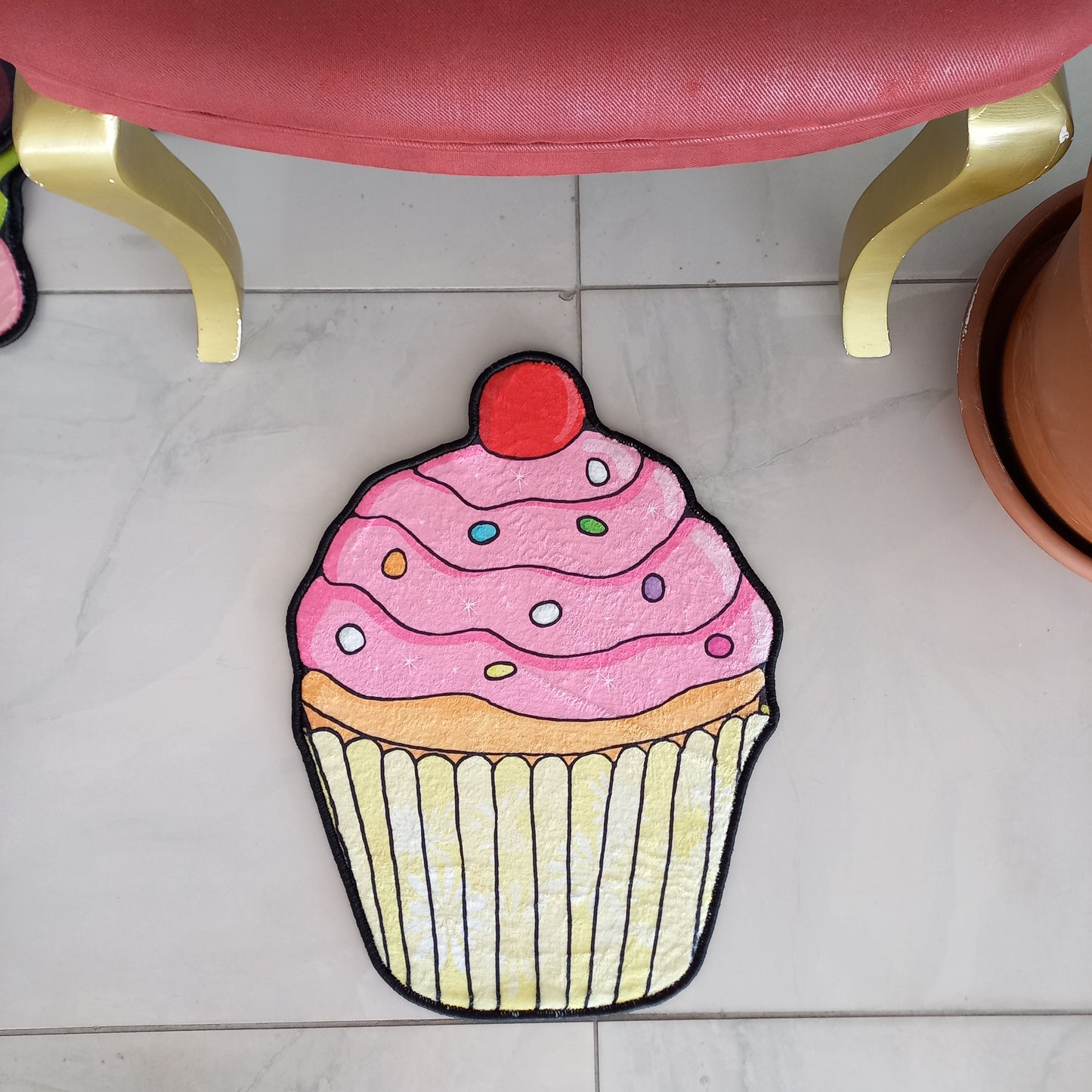 Cupcake Shaped Rug, Kitchen Decorative Mat, Kids Carpet, Funny Dining Room Decor, Kitchen Area Mat