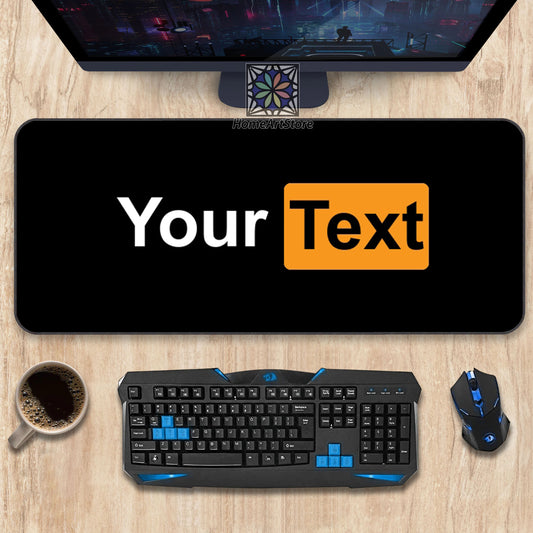 Your Text Desk Mat, Black Custom Printed Mouse Pad, Personalized Mouse Mat, Customized Office Mousepad