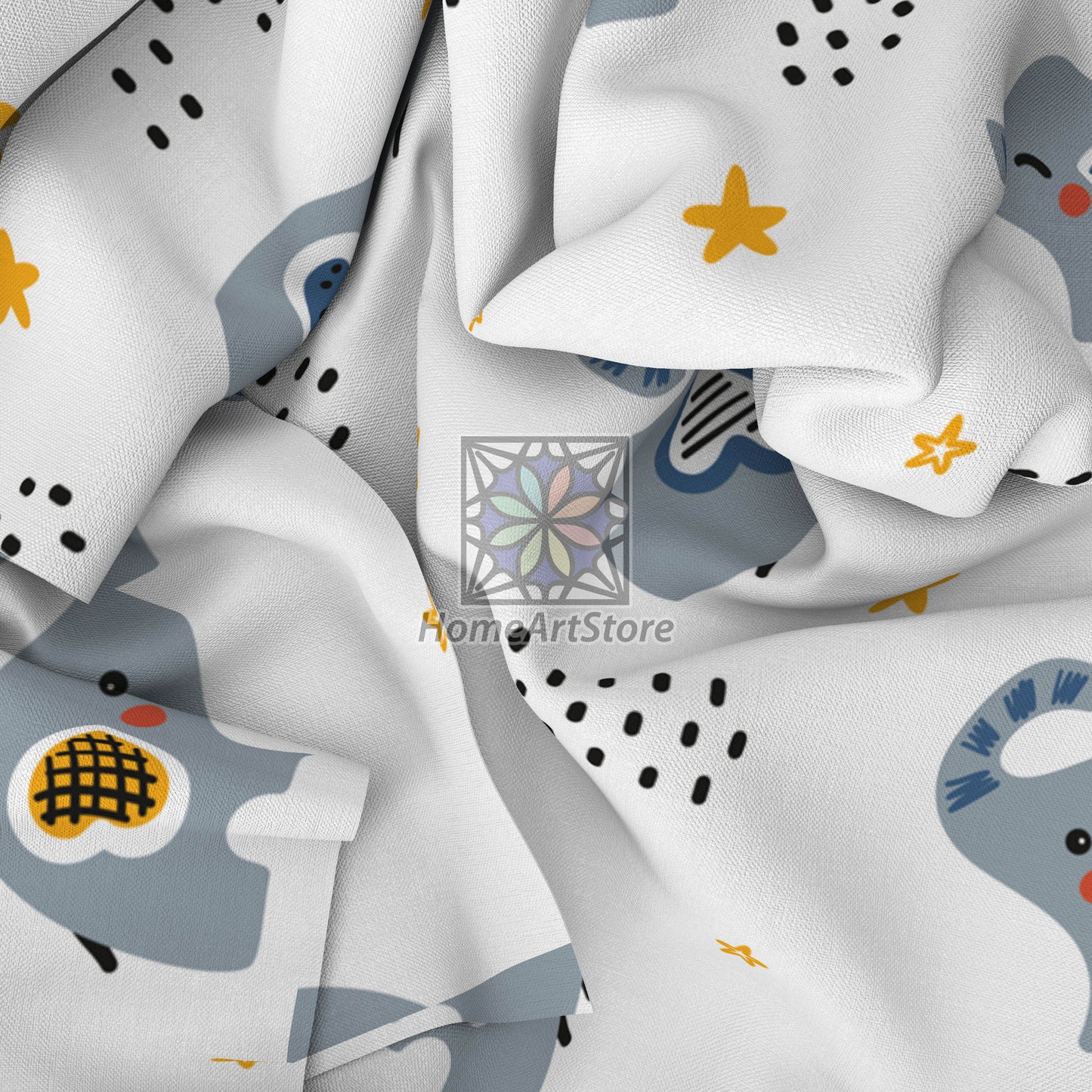 Cute Baby Elephants Pattern Curtain, Cartoon Animal Printed Curtain, Kids Room Curtain, Birthday Gift