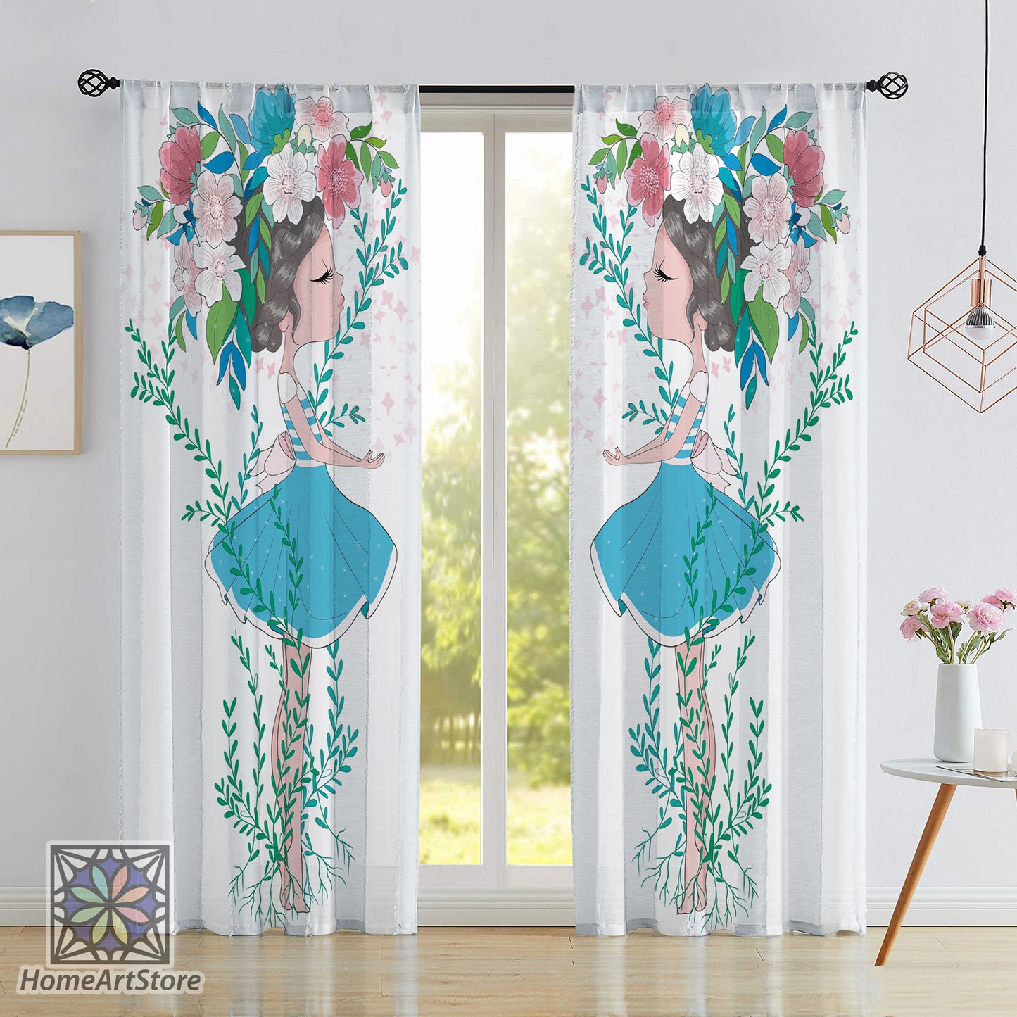 Beautiful Girl Themed Curtain, Floral Curtain, Baby Room Curtain, Baby Shower Decor, Girl Room Curtain, Baby Gift