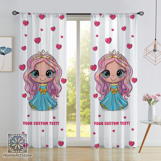 Princess Themed Curtain, Custom Nursery Curtain, Sweet Girl Print Curtain, Kids Room Curtain, Personalized Curtain, Baby Gift